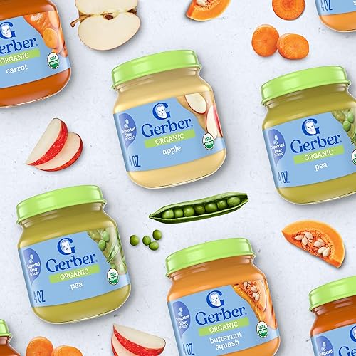 Miniatura 8 de Gerber Alimento para bebés etapa 1, tarro de manzana orgánico, puré de frutas, vitamina C, sin OMG, fruta de comida para bebés, tarros de puré de