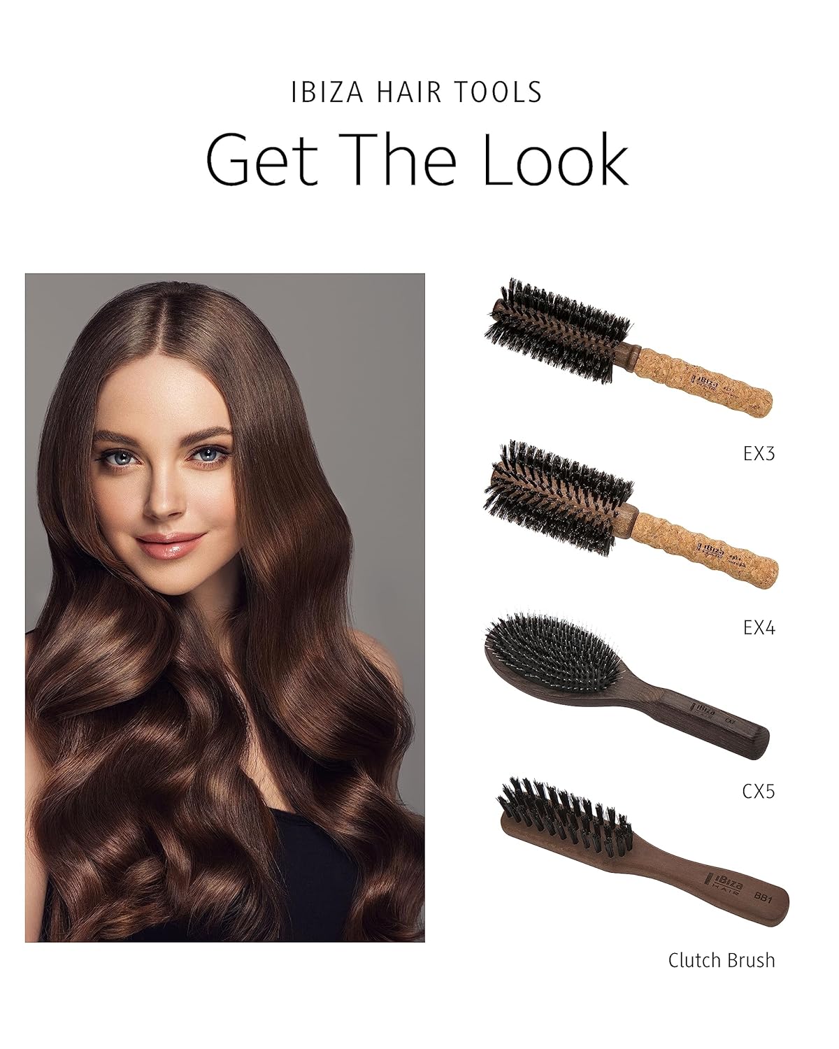 Ibiza Hair Round Boar Bristle Brush (EX Series) | Lightweight with Reinforced Bristles & Cork Handle | Adds Shine & Texture | Ideal for Medium to Long Styles - Image 4