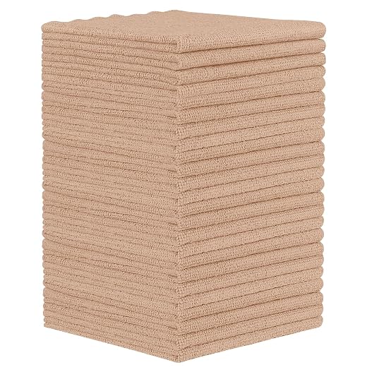 Orighty Microfiber Cleaning Cloth - 24 Pack, Brown Cleaning Rags 12x11 inch