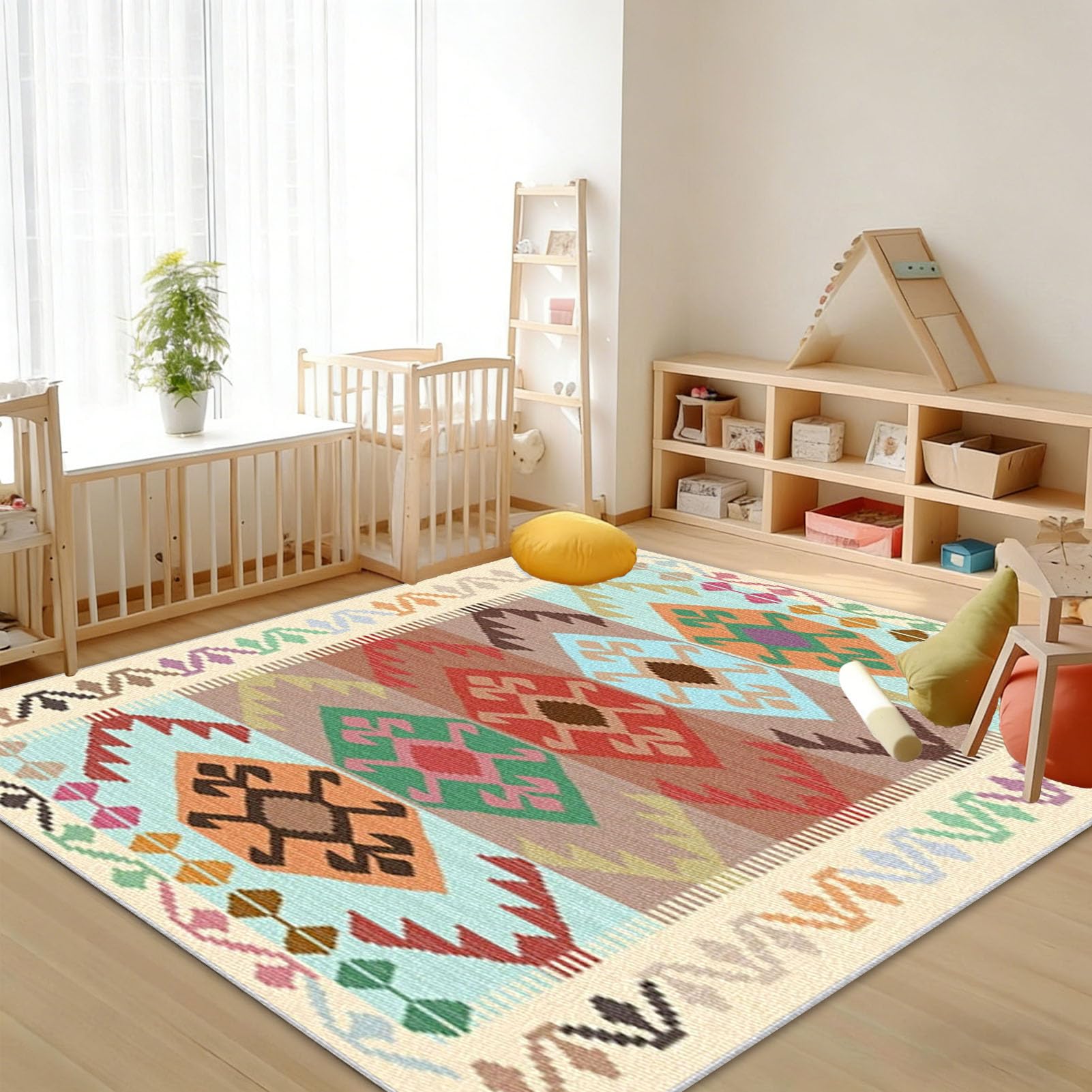 Dywan do salonu, nadaje się do prania, z krótkim włosiem, w stylu vintage, szary, 170 x 200 cm, duży, antypoślizgowy, do sypialni, biura, jadalni