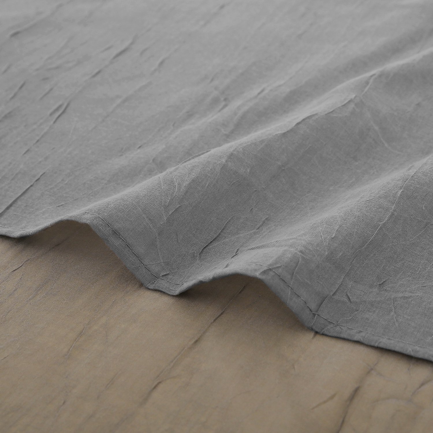 Deconovo sólido (aspecto de lino), color ondulados Sheer sintética India algodón cortina paneles 1 par, poliéster y mezcla de poliéster, Gris, 42W x 95L Inch