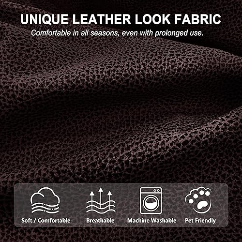 Miniatura 165 de Fundas para sillas reclinables con aspecto de cuero, funda elástica de 4 piezas, funda suave para silla reclinable, protector de muebles lavable