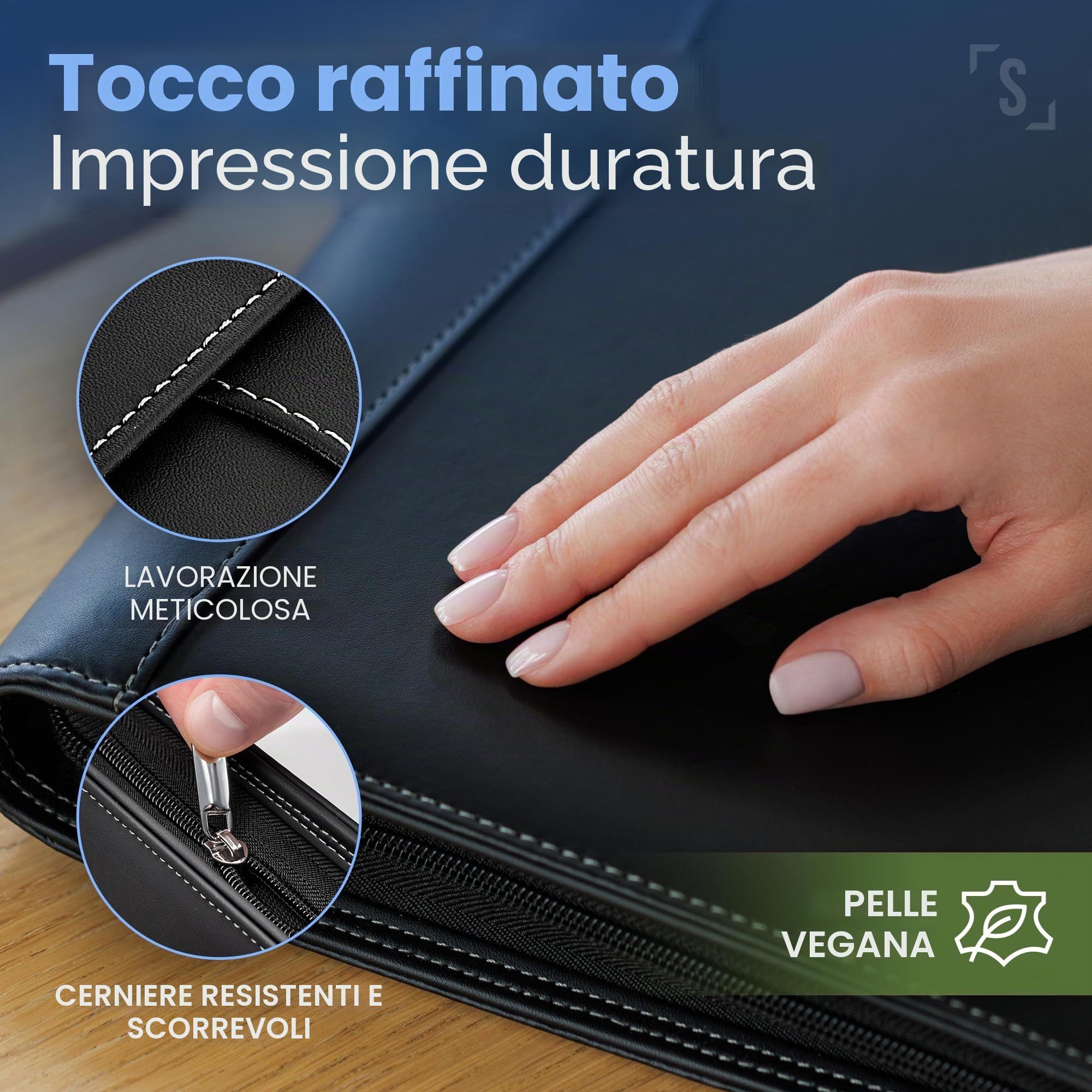 STYLIO A4 Cartella Conferenze con Cerniera Raccoglitore Portadocumenti Organizzatore per Quaderno Smartphone iPad Tablet fino a 11 pollici Chiavi Blocco Note