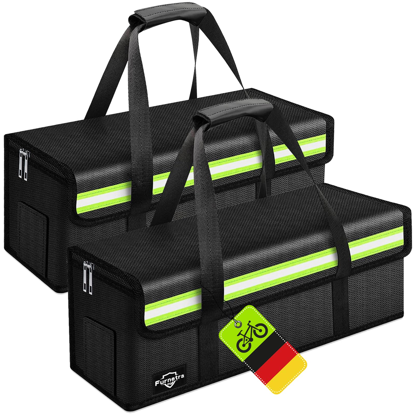2 Stück Ebike Akkutasche, Feuerfeste Akkutasche bis 1800 °C, Ultrahochtemperaturbeständig Lipo-Sichere Tasche, Wasserdicht, Explosionsgeschützt, Feuerfeste Box für Lagerung, Transport, Laden