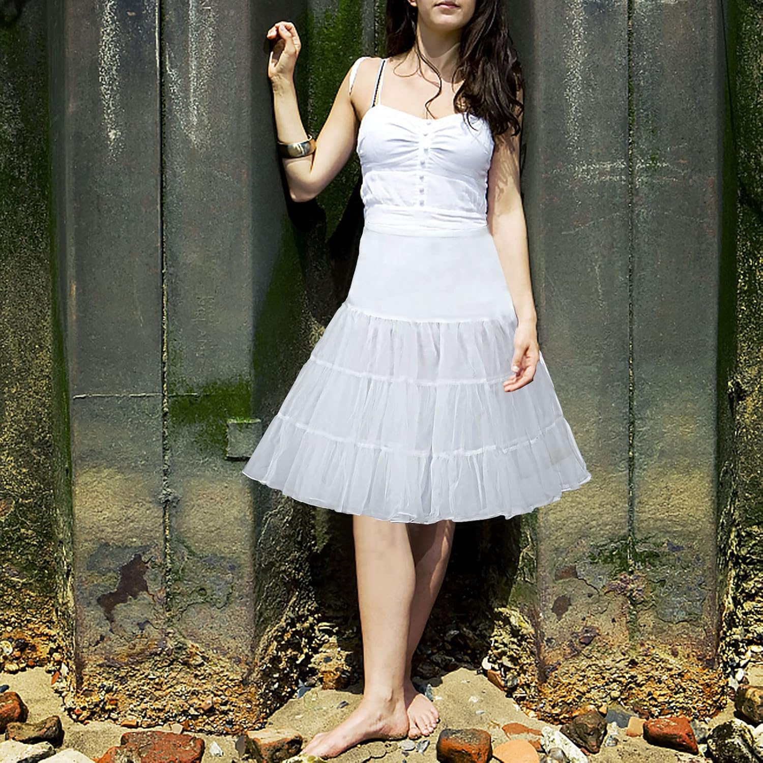 Crinoline Petticoats for Women 50s Vintage Tulle Petticoat Half Slip Tutu Underskirt - Image 5