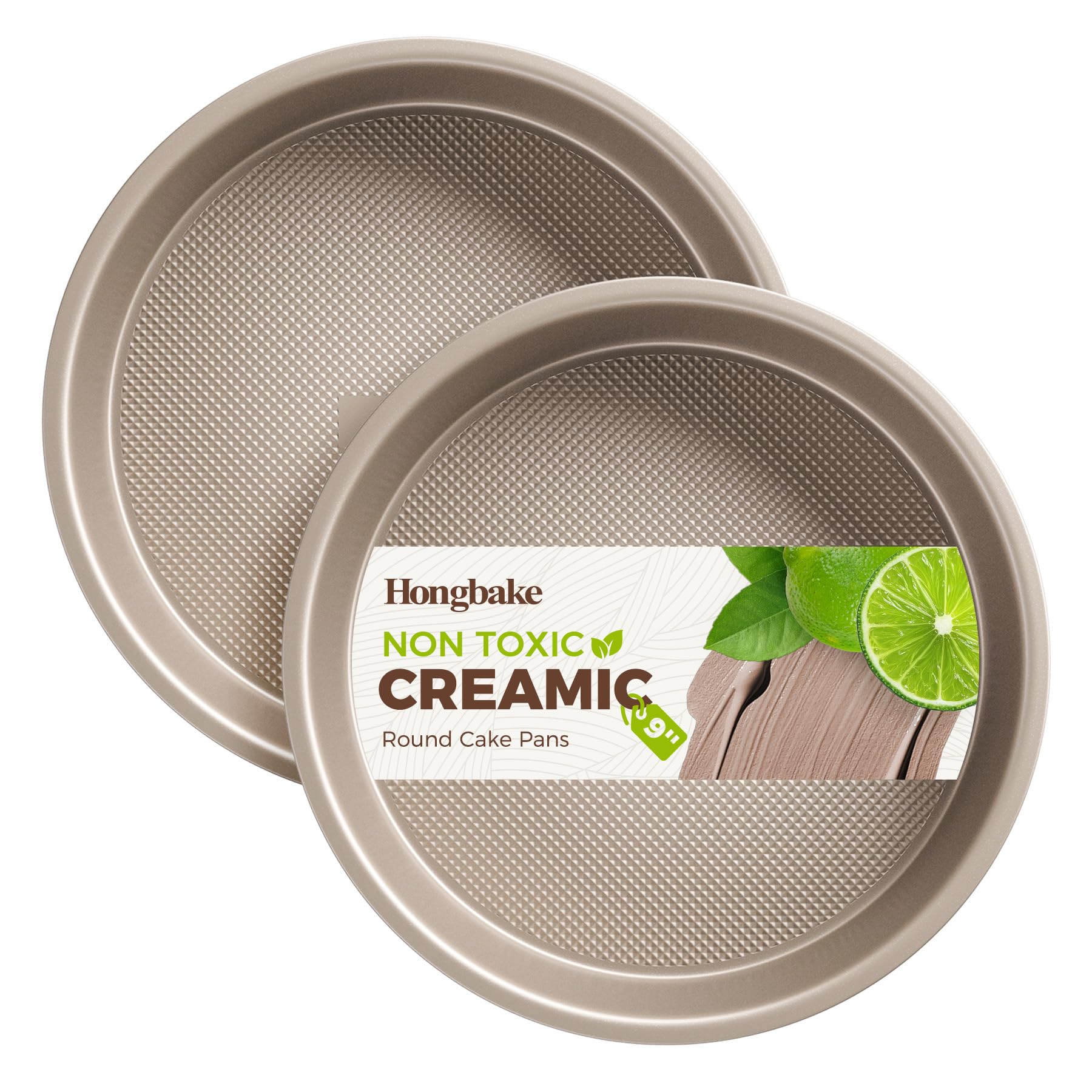 HONGBAKE Nonstick Ceramic 9 Inch Round Cake Pan Set