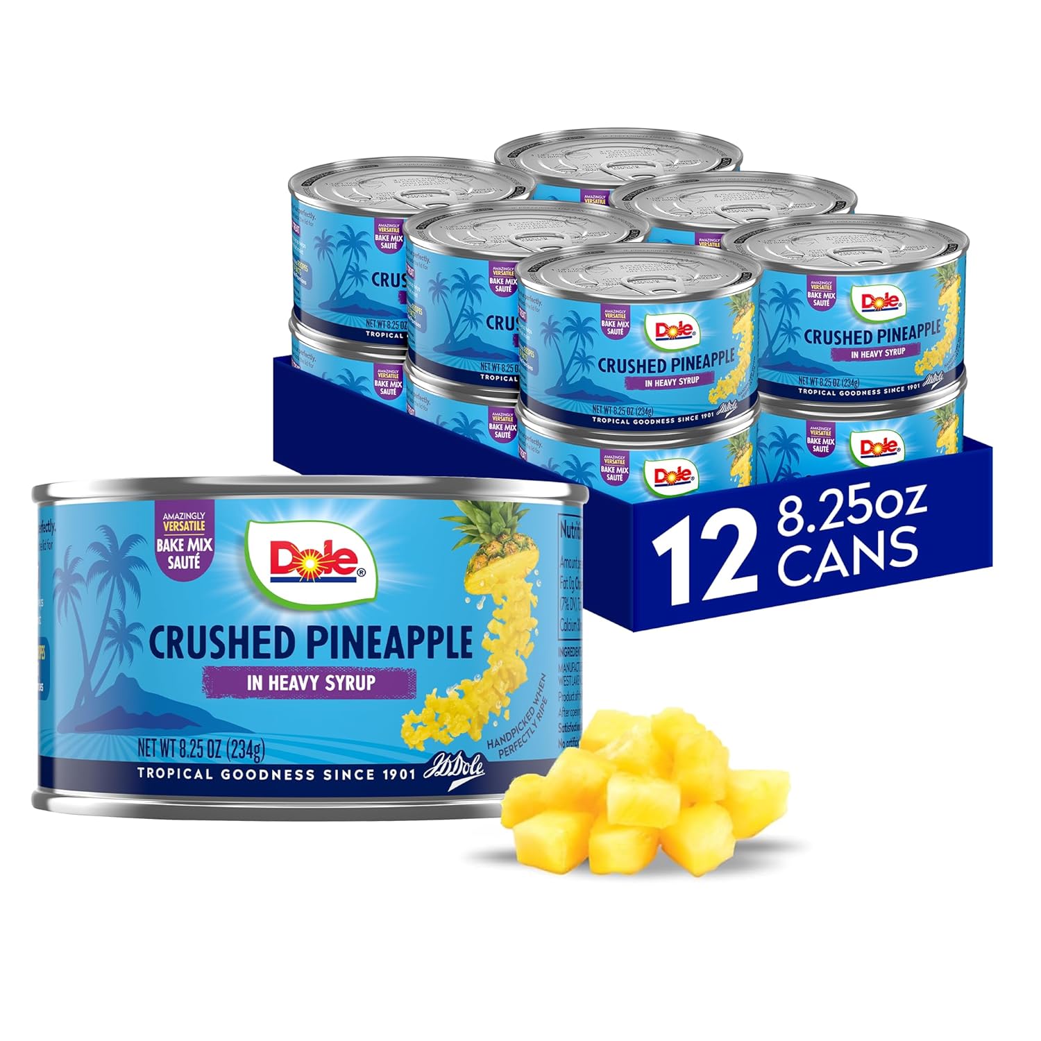 Dole Canned Fruit, Crushed Pineapple in Heavy Syrup, Gluten Free, Pantry Staples, 20 Oz, 12 Count, Packaging May Vary