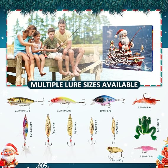 Angel Advent Calendar 2025 Advent Calendar Christmas Calendar Fishing Calendar 24 Fishing Bait Set Advent Calendar Fishing Accessories Countdown Calendar Gift for Fishermen Adults Men Boys