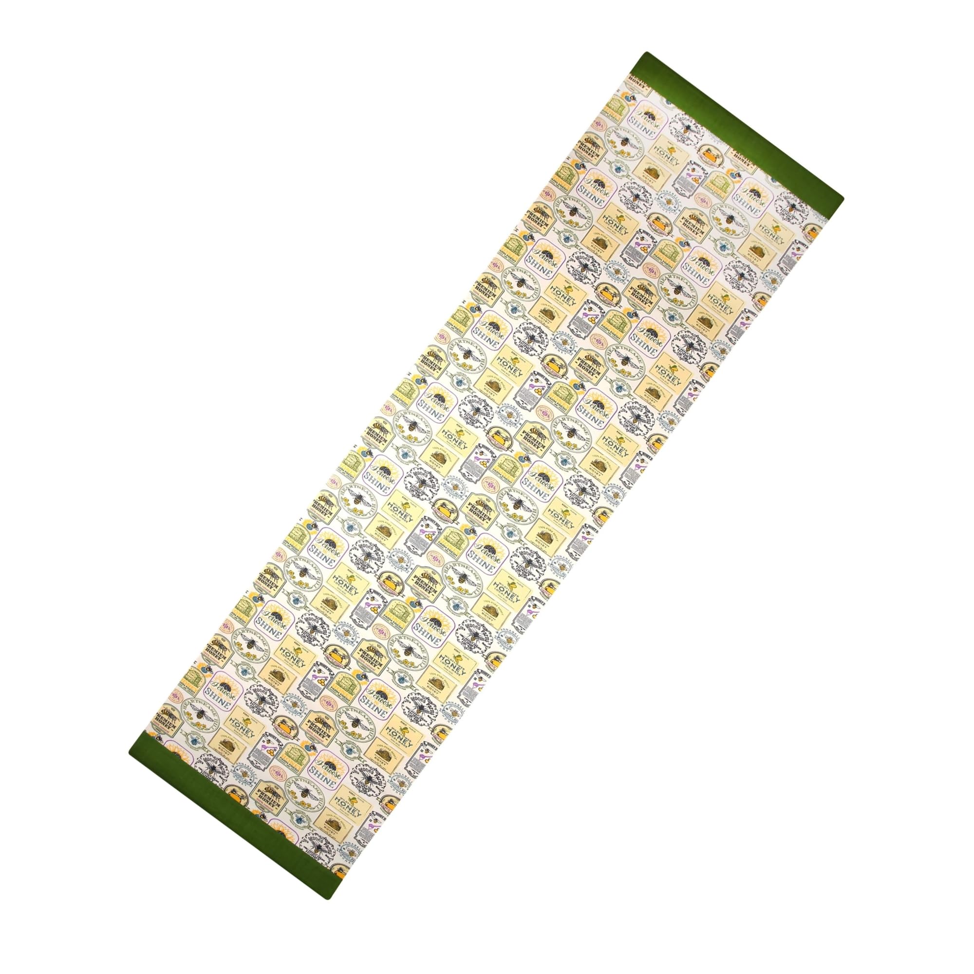 Dexam Honey Pot Table Runner, 60% Recycled Cotton 40% Cotton, Vintage Honey Label Patchwork Design, Multiple Colours Available, 200cm x 40cm, Machine Washable at 30°C
