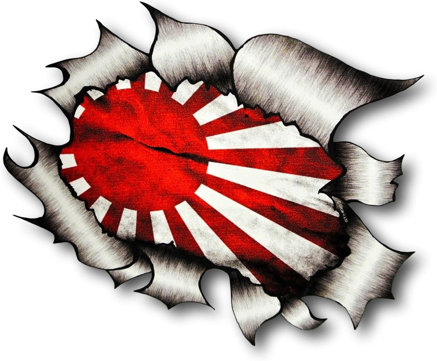 Amazon Com Ripped Torn Metal Japanese Rising Sun Flag Jdm Vinyl Sticker External Fitting Automotive