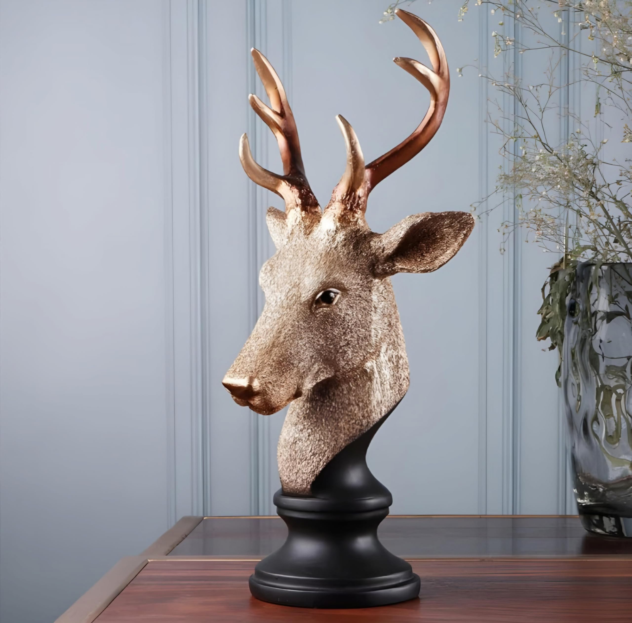 Next in Crafts Deer Statue for Home Office Decor and Gift Showpiece Vaastu Feng Shui Decorative Head Showpieces Living Room Desk Decoration (NIH-21-50098 Deer 2)