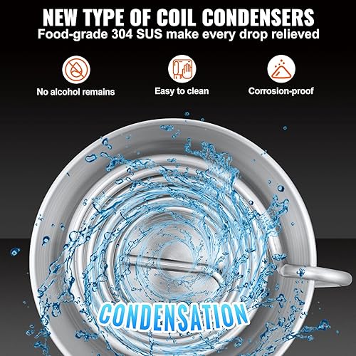 Miniatura 4 de VEVOR Alcohol Still destilador de alcohol kit de destilería para alcohol con tubo de acero inoxidable 304 bomba circulante termómetro integrado y