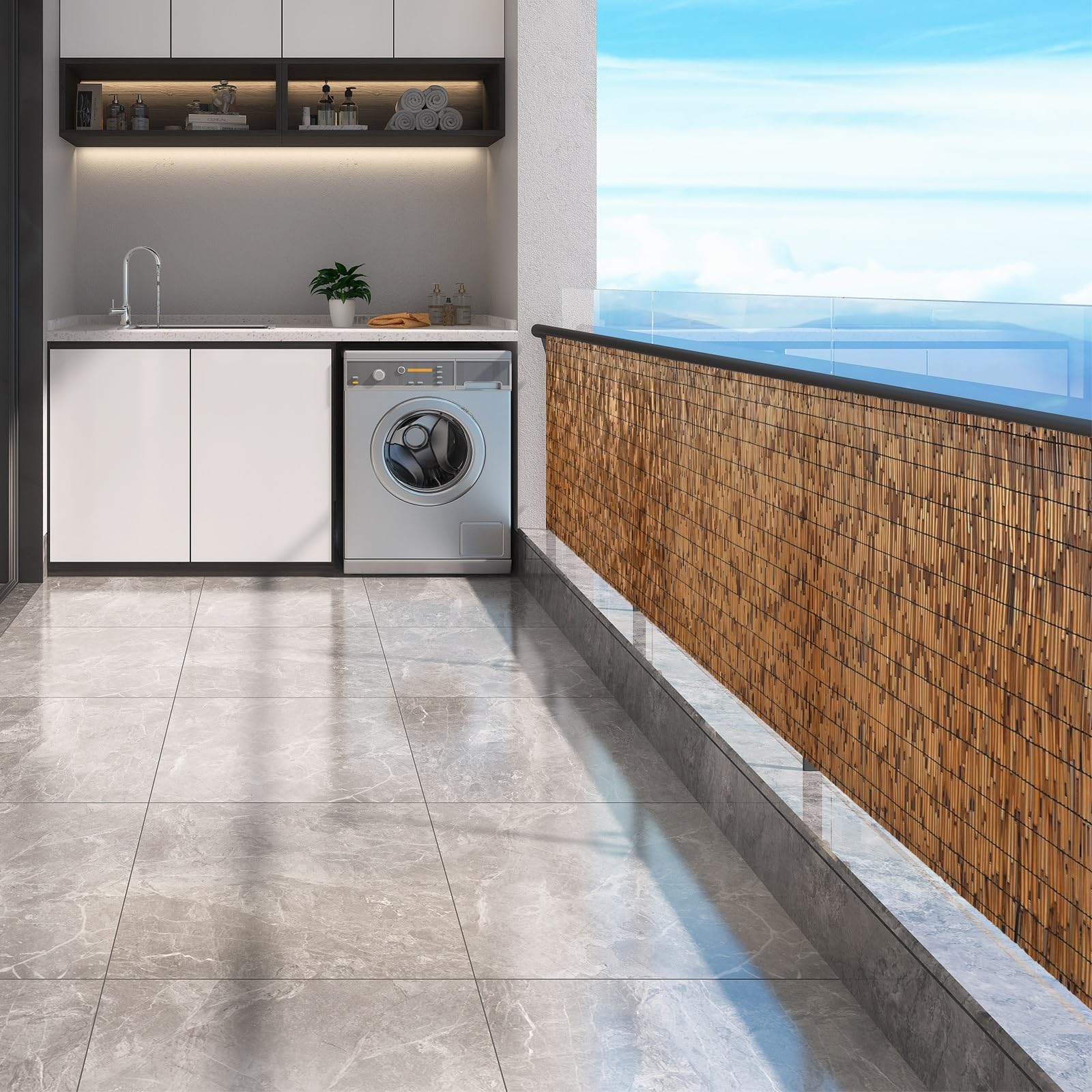 Questo Rotolo di Recinzione in bambù Ecologico da 110x300 cm (43x118 Pollici) - bambù Naturale per patii, Gazebo, terrazze e balconi - Barriera Esterna di Facile Installazione