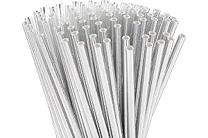 ALINK Metallic Silver Paper Straws: Elevate Your Party Decor with Shimmering Elegance