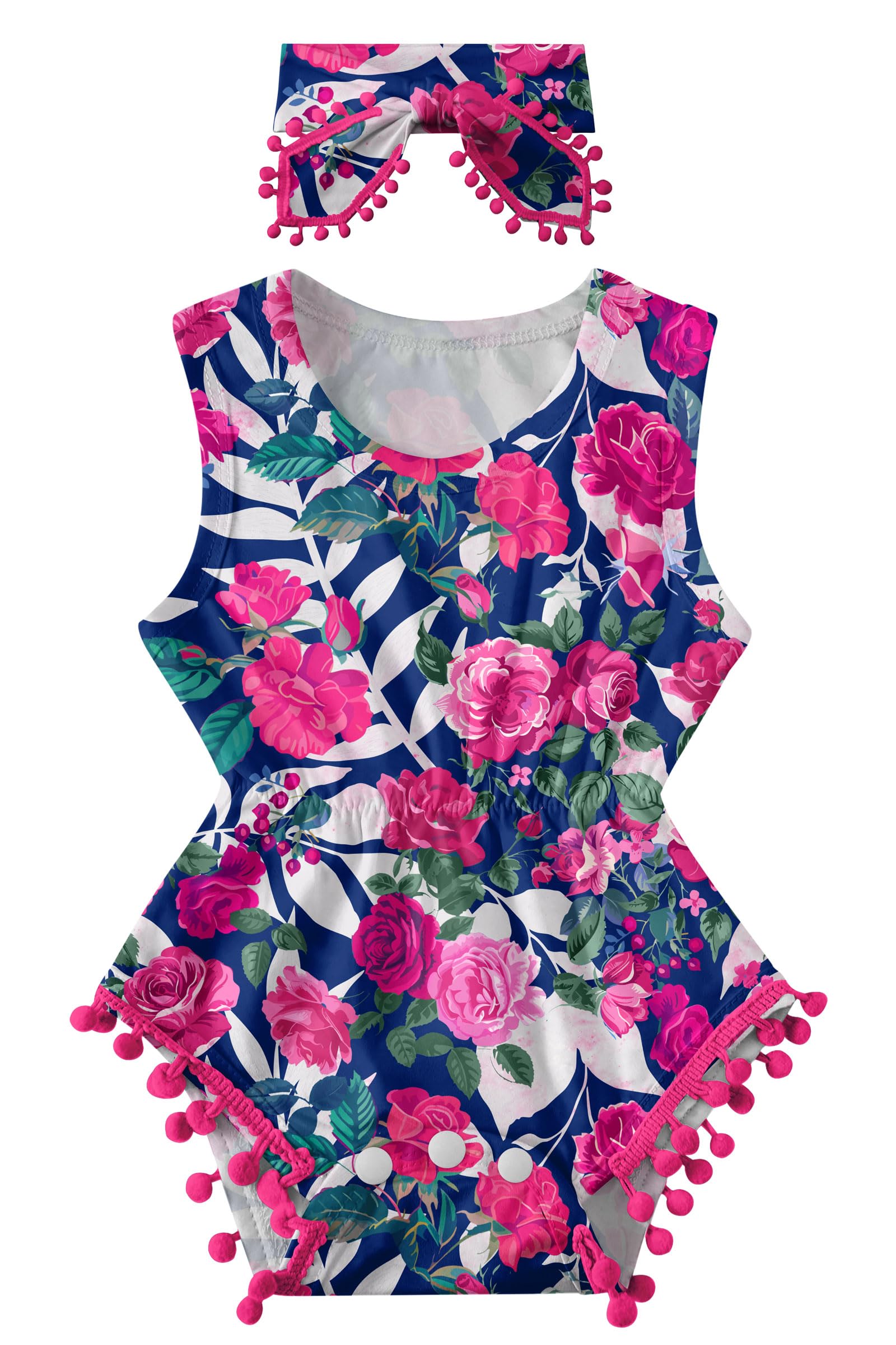 Ahegao 0-24 Months Baby Floral Romper Toddlers Outfits Infant Playsuits + Headband Jumpsuit