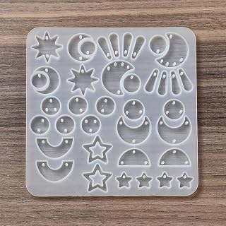 1PC Assorted Irregualr Pendant Silicone Molds Bohemian Style Resin Epoxy Casting Molds for Earring Necklace Keychain Charms Pendants Jewelry Making DIY Gem Cabochon Craft Supplies White 130x130x6mm