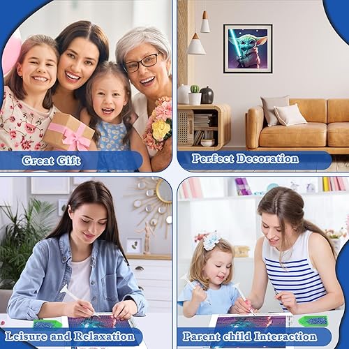 Miniatura 5 de DOMROM Kits de arte de diamantes para adultos, kits de arte de diamantes 5D DIY Yoda, arte y manualidades de cristal, kit de pintura de gemas Yoda