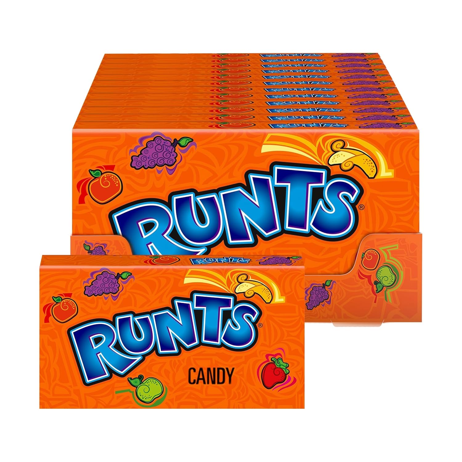 Wonka Runts Hard, Chewy & Fruity Candy, 5 Ounce Theater Candy Boxes (Pack of 12) Runts Pack of 12