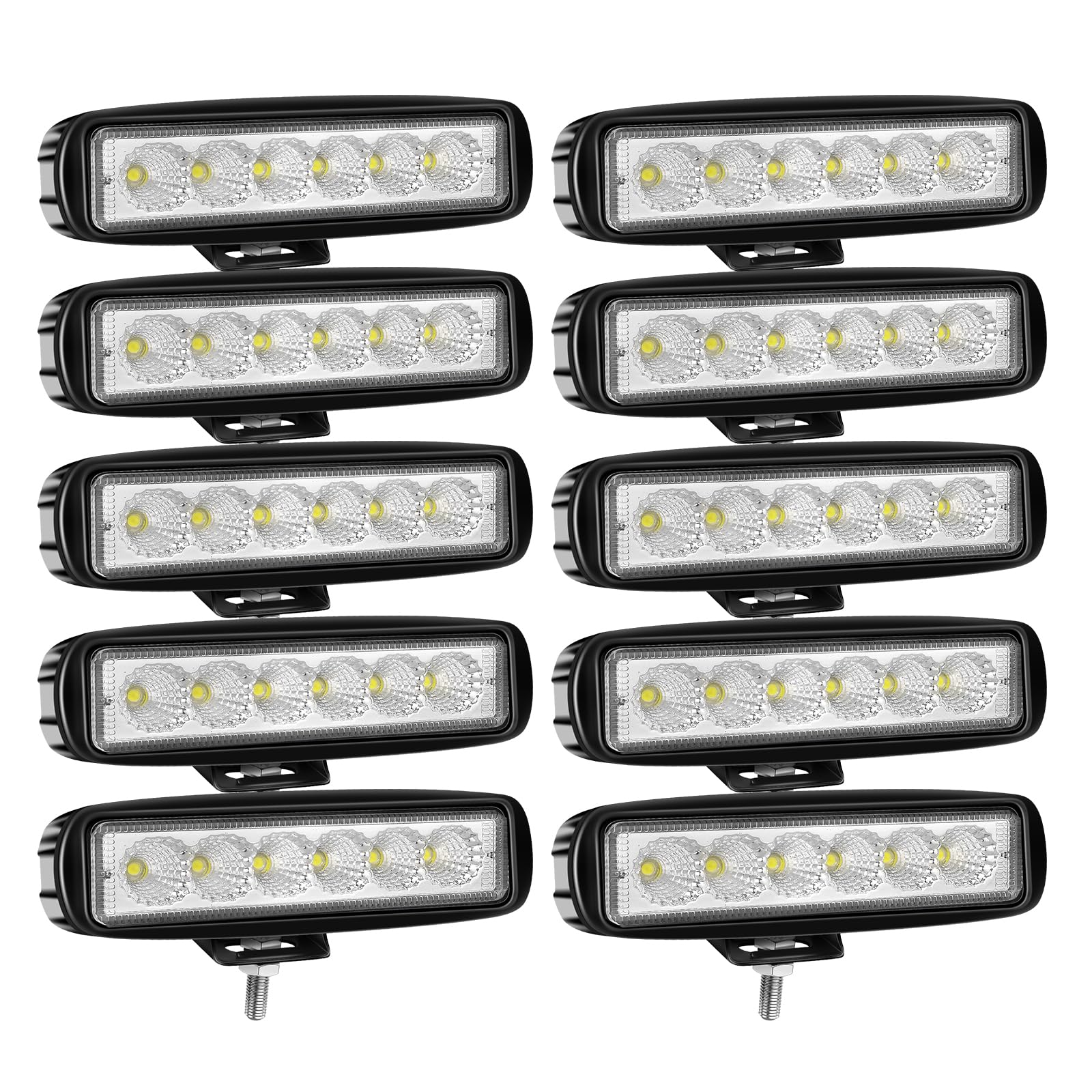 PICAA 10 sztuk 6 cali 18W reflektor roboczy Led 12 V 24 V, lampa robocza powodziowa do samochodu, ciężarówki, ciągnika, 4 x 4 ATV SUV motocykl