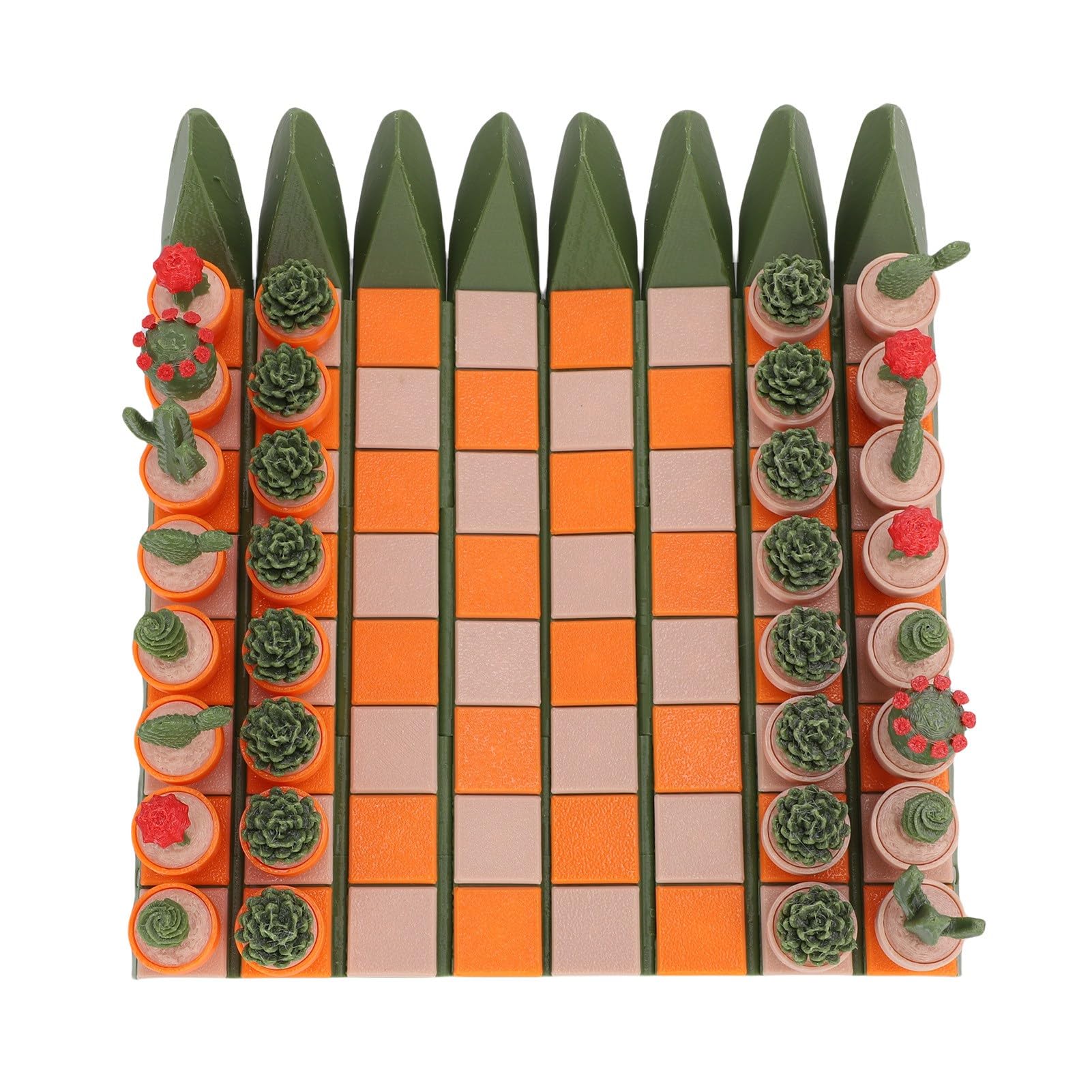 Pflanzen-Schachspiel, Magnetisches Tragbares Schachbrett mit Blumentopf-Aufbewahrung für Erwachsene ab 15 Jahren, Reisespiel, Kakteen-Schachbrett mit Sukkulenten-Pflanzenstücken
