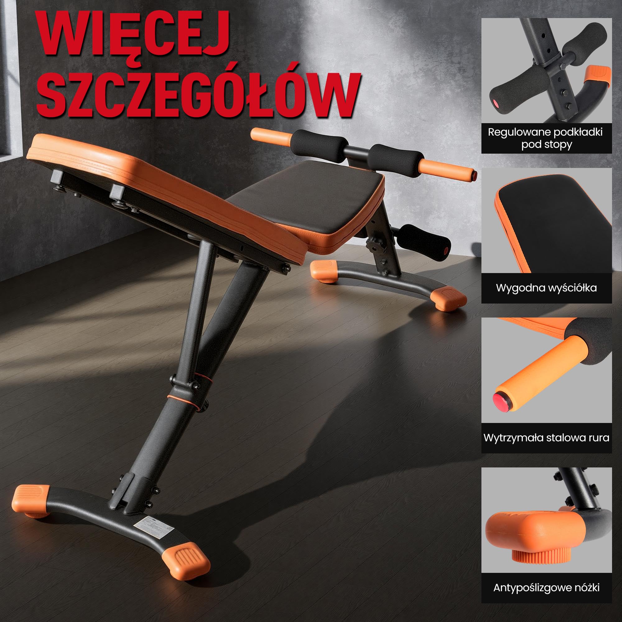 Ultrasport składana ławka treningowa do domu, wielofunkcyjna do treningu siłowego, regulowana w 6 pozycjach (od 24 do 79 stopni), sprzęt fitness do treningu całego ciała, wyciskanie do 150 kg