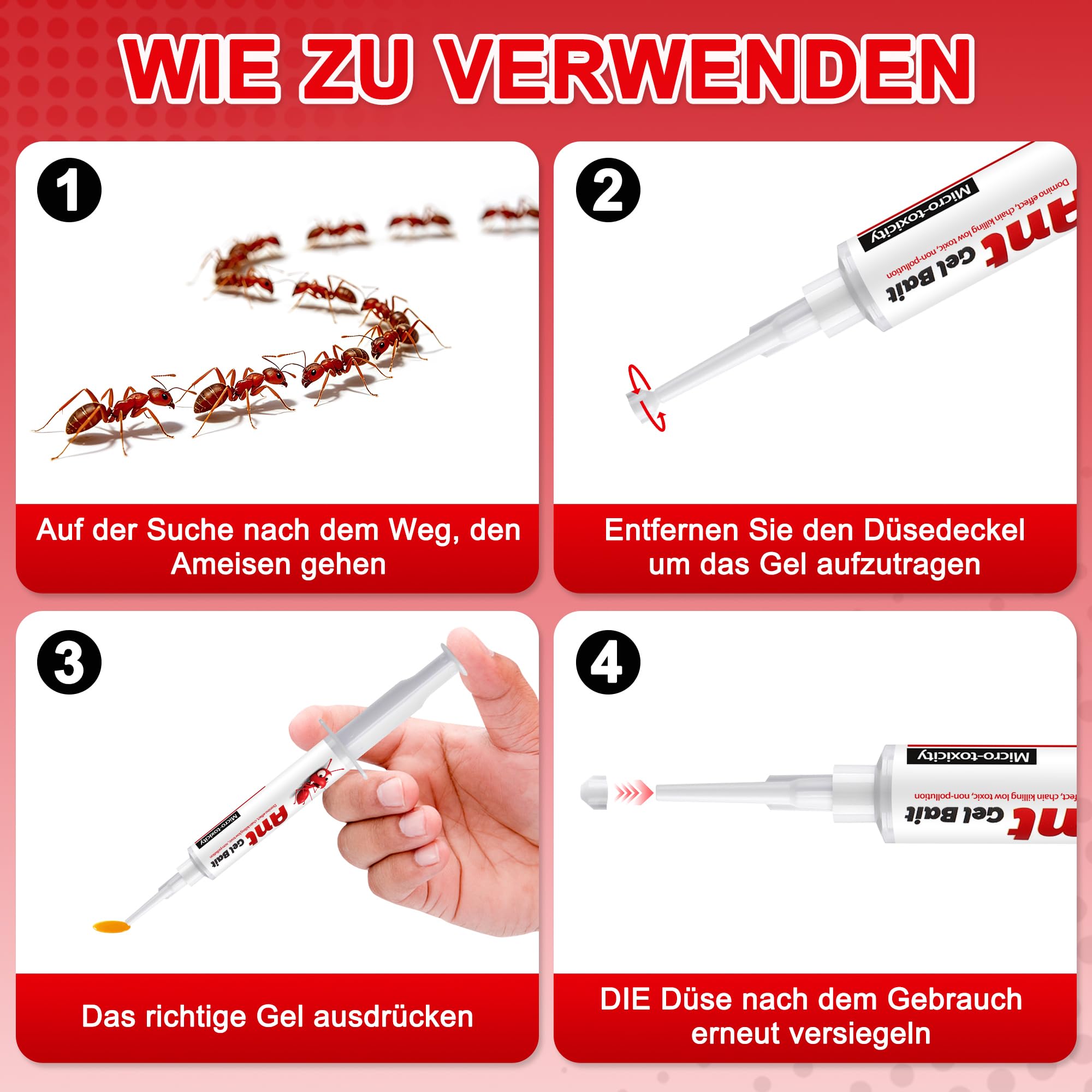 10 Stück Ameisengel Köder - 10 * 10G Ameisen Killer in Innenräumen, Sicher für Kinder & Haustiere