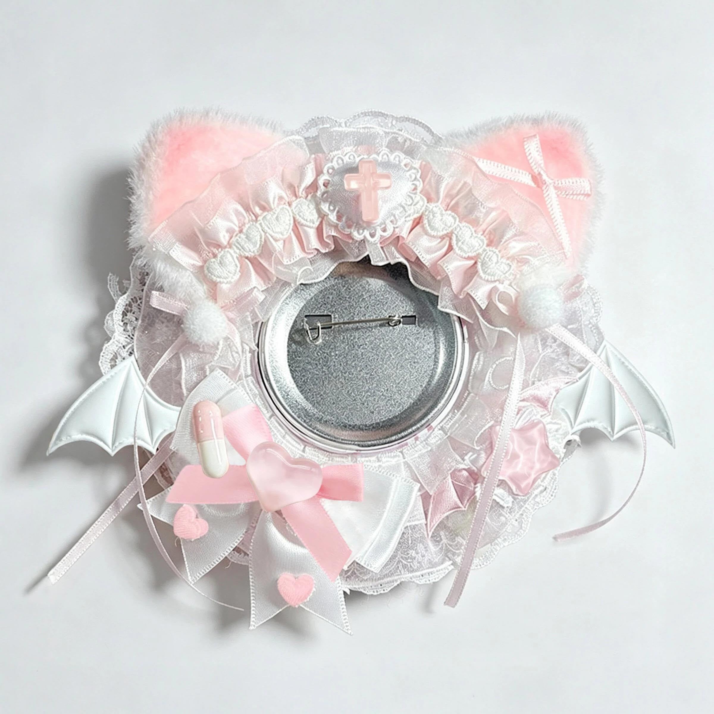 Porte-badges ronds en dentelle en peluche, produits de bricolage faits à la main, badges d'affichage