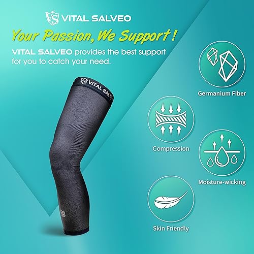Miniatura 2 de Vital Salveo - Manga completa de recuperación de germanio y carbono, manga de compresión para piernas, manga larga para artritis, baloncesto,