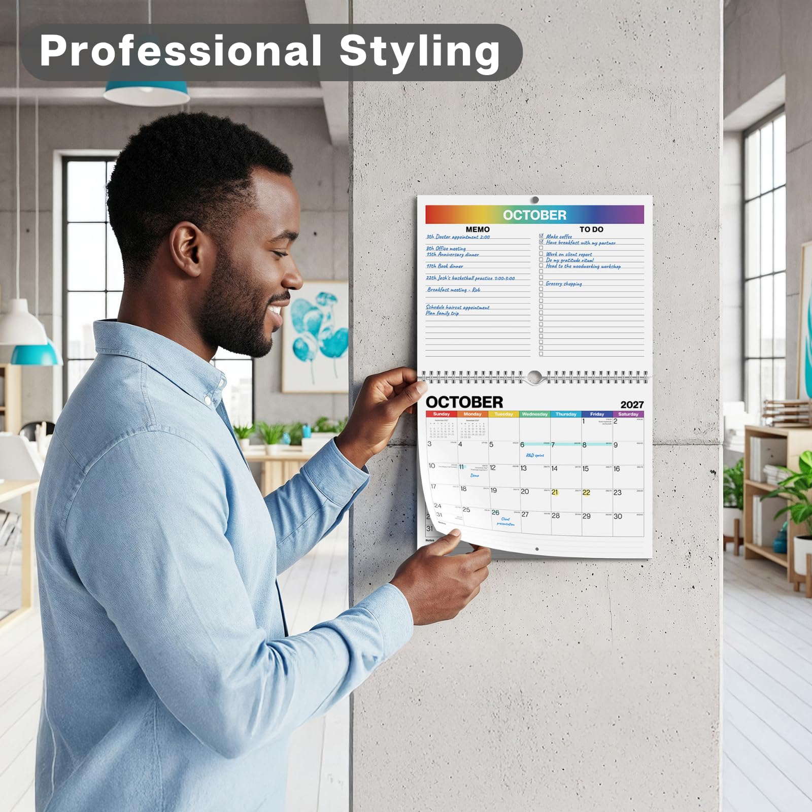 Dunwell Wandkalender 2025, 21,6 x 27,9 cm (bunt), kleiner Monats-Schreibtisch- oder Spiralkalender zum Aufhängen für Zuhause oder Büro, Premium-Qualität, perfekte Größe