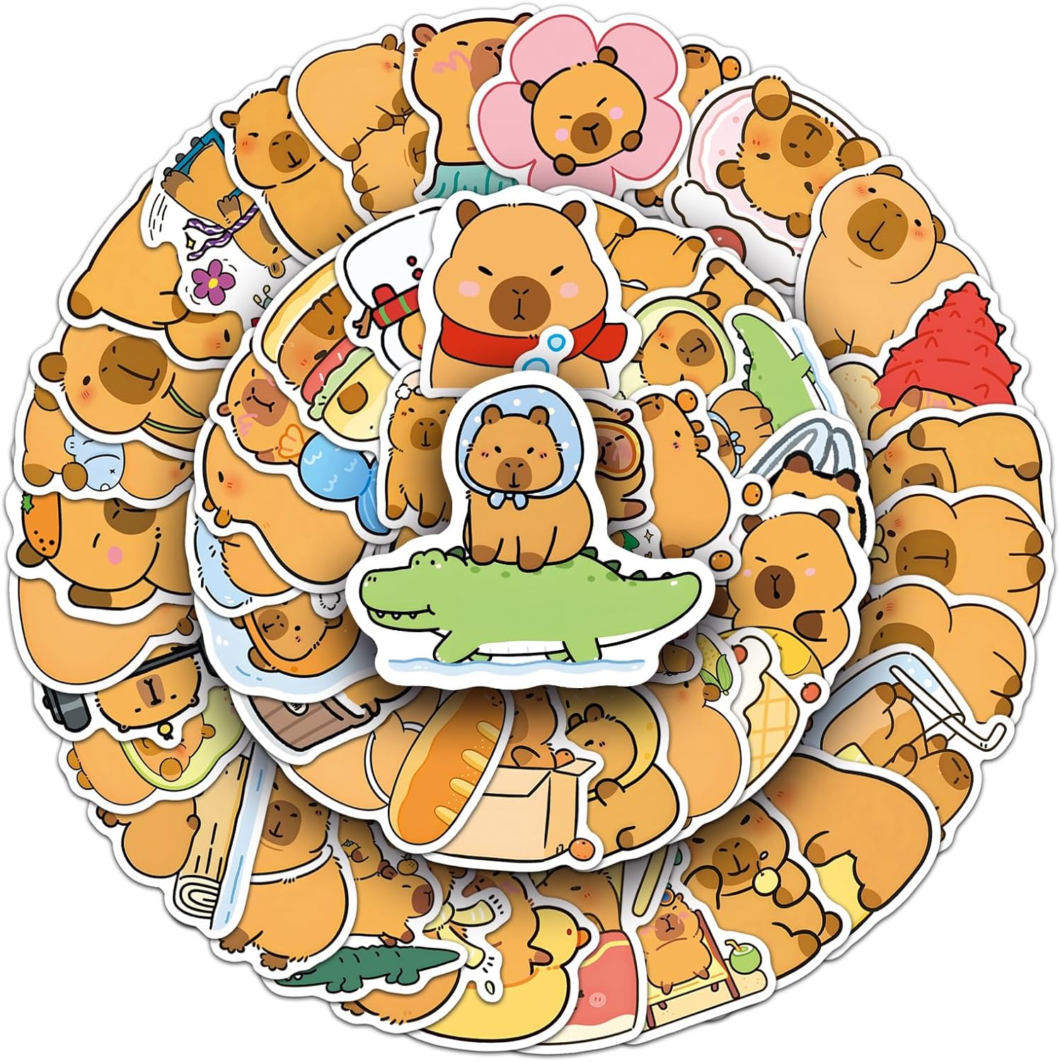 50pcs Capybara Stickers, Cute Animal Stickers for Kids, Vinyl Waterproof Sticker for Water Bottle, Laptop, Phone, Girls Boys Classroom Prizes (Capybara)