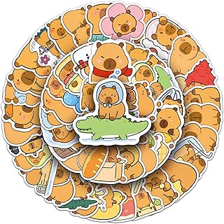 50pcs Capybara Stickers, Cute Animal Stickers for Kids, Vinyl Waterproof Sticker for Water Bottle, Laptop, Phone, Girls Boys Classroom Prizes (Capybara)
