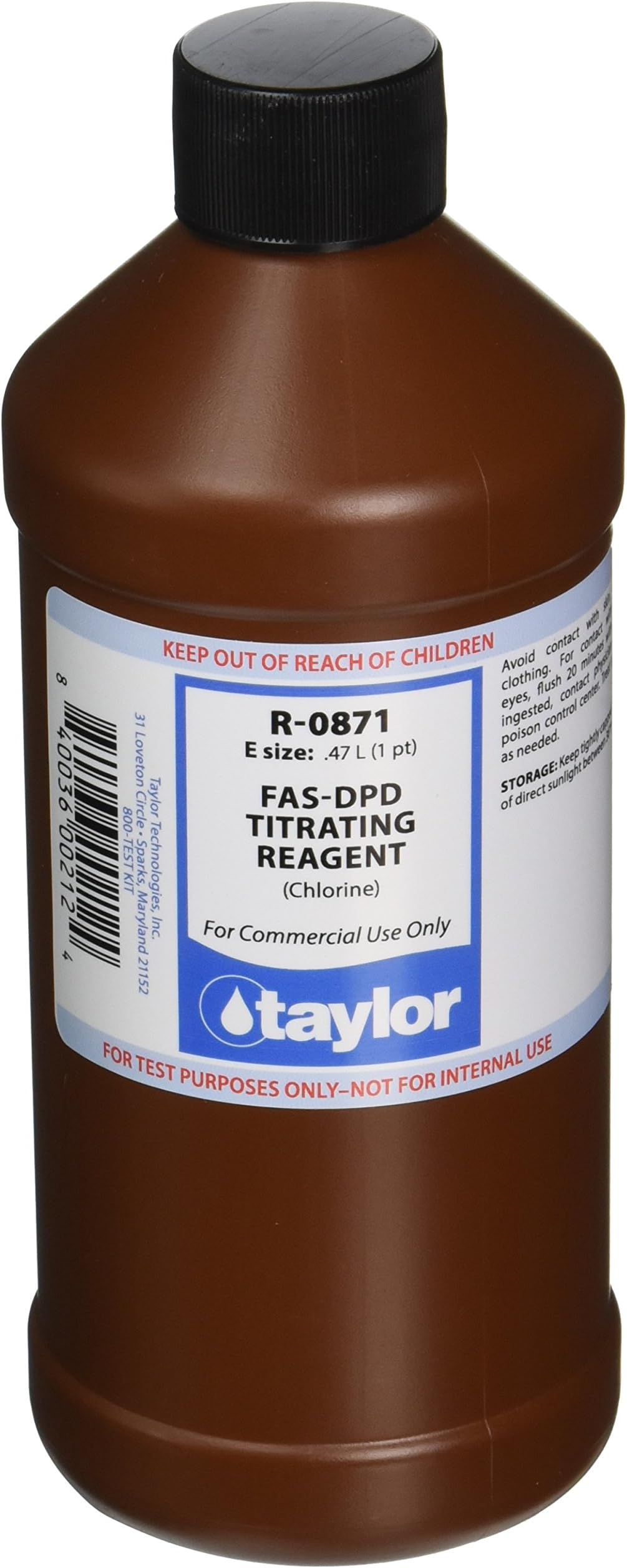Technologies R-0871-E FAS-DPD Titrating Reagent, 16 oz, Liquid