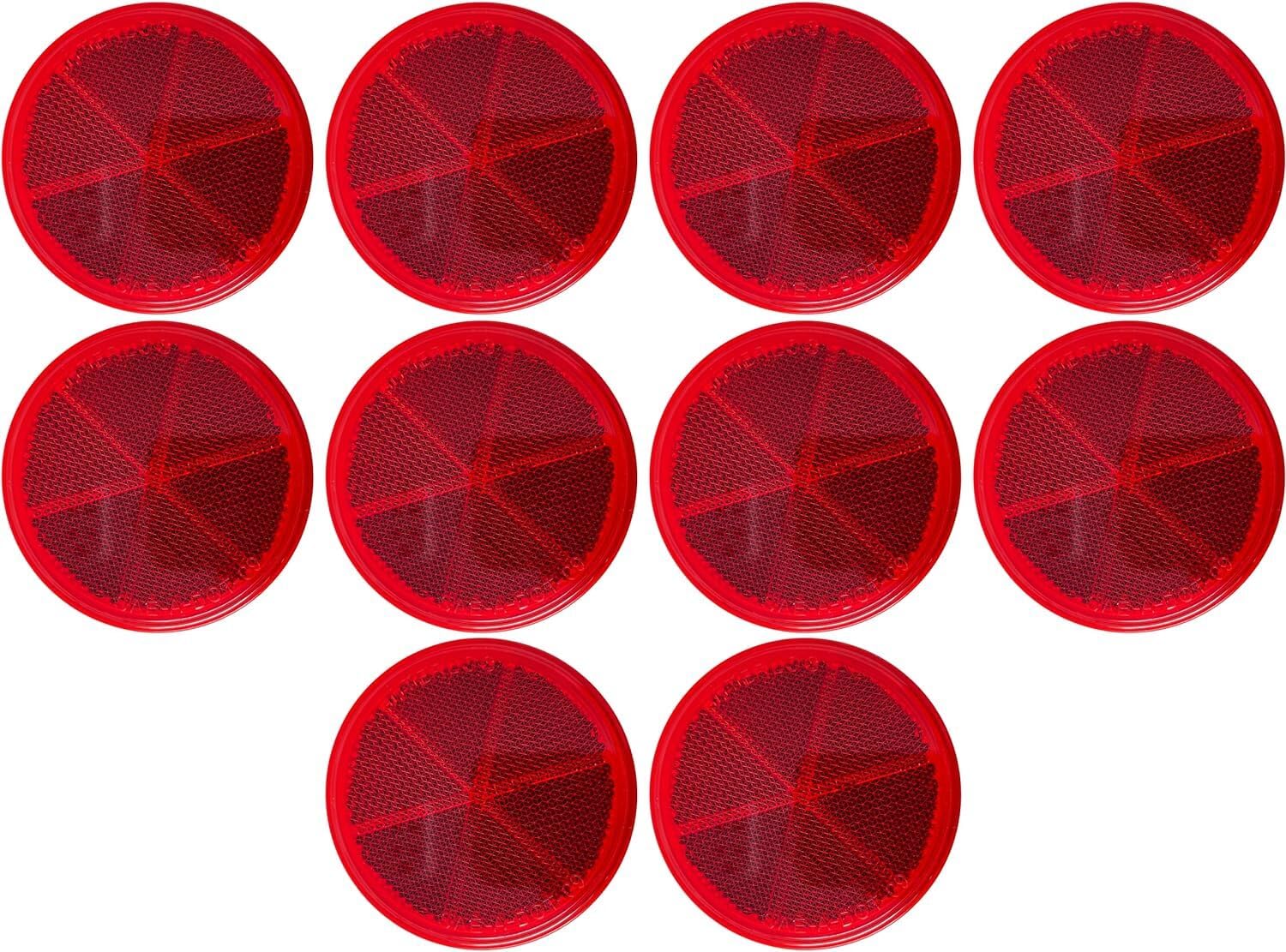 All Star Truck Parts Class A 3" Round Reflector Strong Stick-on - RED/Amber for Trailers, Trucks, Automobiles, Mail Boxes, Boats, SUV's, RV's, Industrial Applications (10x Red)