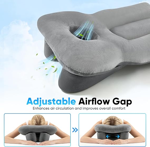 Face Down Pillow with Adjustable Stand and Hole, Eye Surgery Recovery Prone Pillow for Massage Tables Stomach Sleepers SPA Beauty Salon, Breast Support Pillow