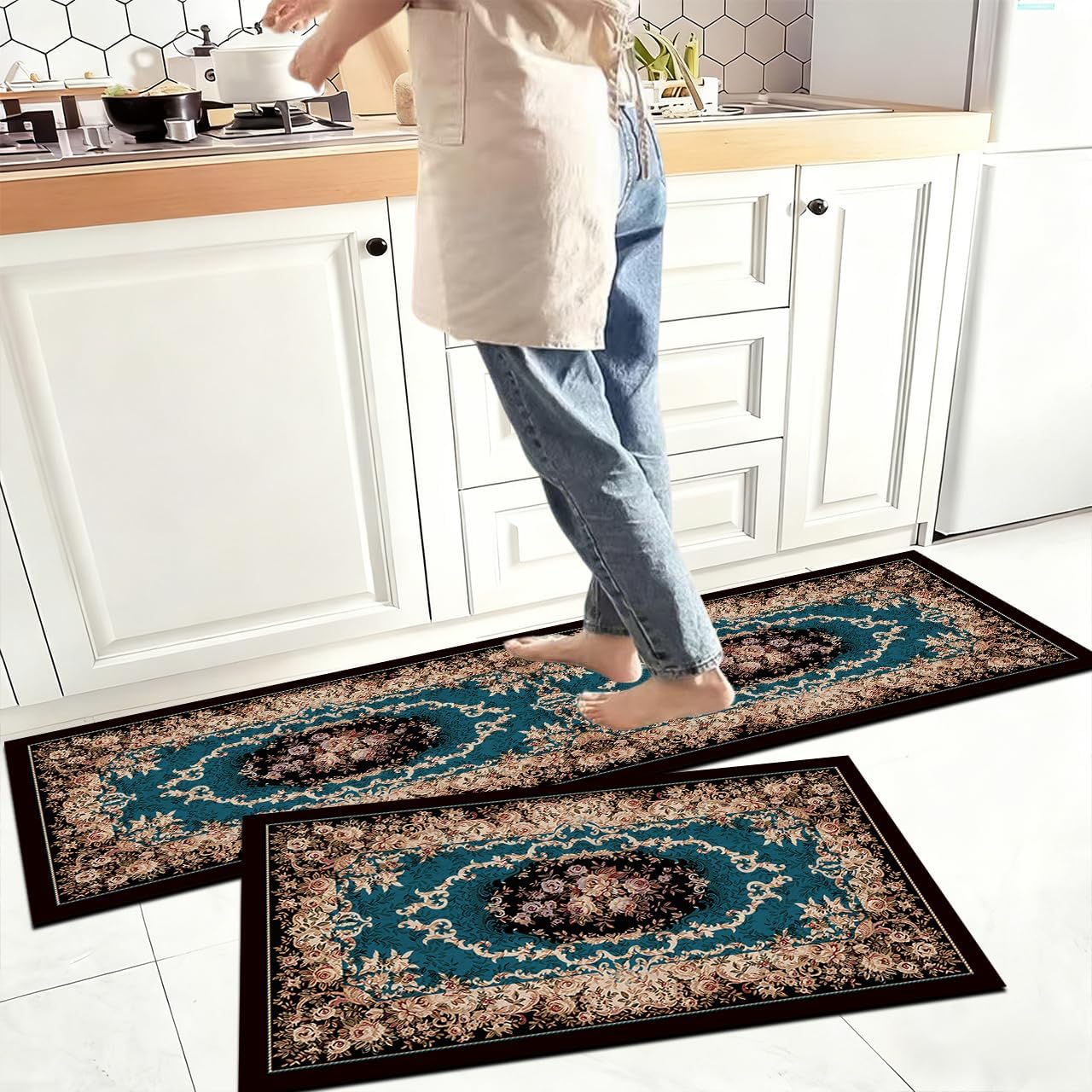 Kitchen Mats Rugs Sets Non-Slip Washable Floor Carpet Bedroom Mats Sets Soft Super Absorbent Anti Fatigue Mat Runner Set Doormat Bathroom (AW-11) — Amazon image 7
