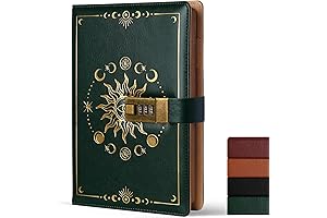 A5 Hardcover Leather Journal Diary with Green Lock for Teenagers