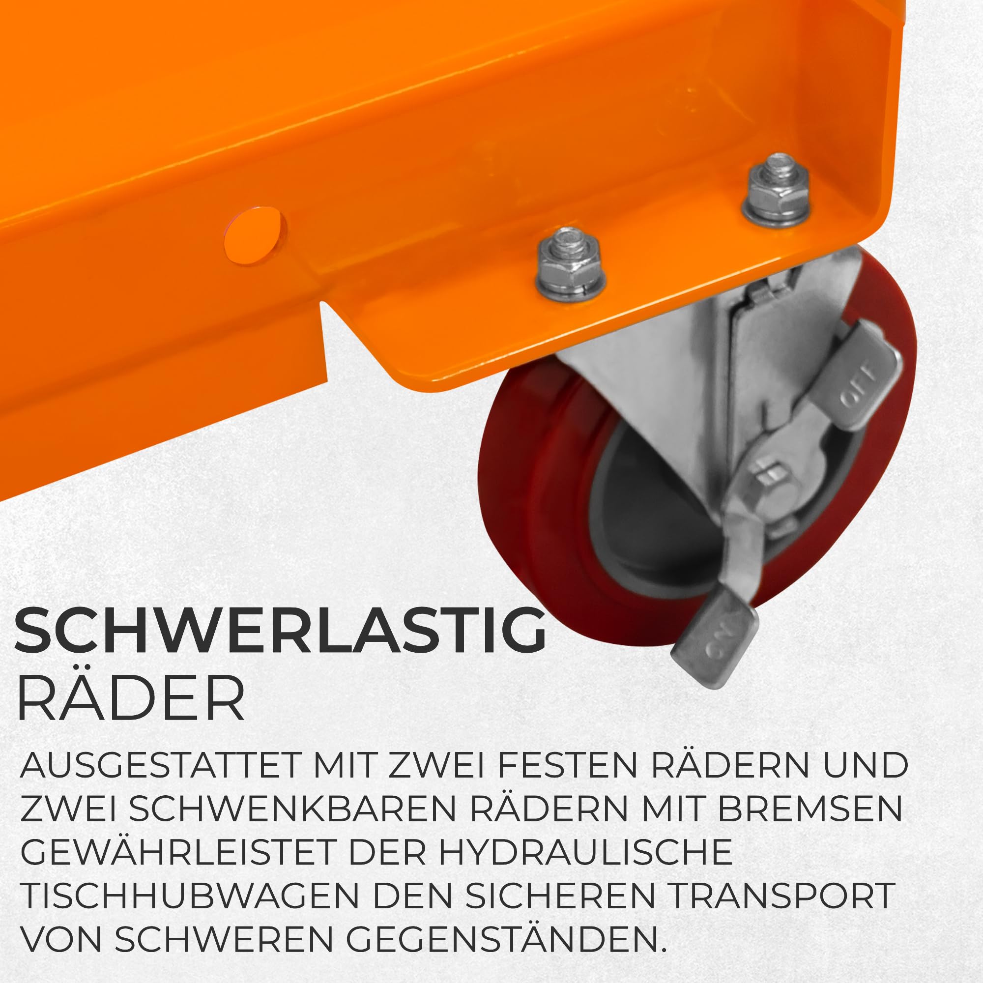 Hydraulischer Hubtisch Scherenhubtisch 500KG Mobil Wagen Multi-Höhen-Positionen Arretierbares manuelles Fuß- und Handpedal Abnehmbare Gummimatte 4 Räder 2 Abschließbare 81cm x 51cm 29-78cm Hubbereich