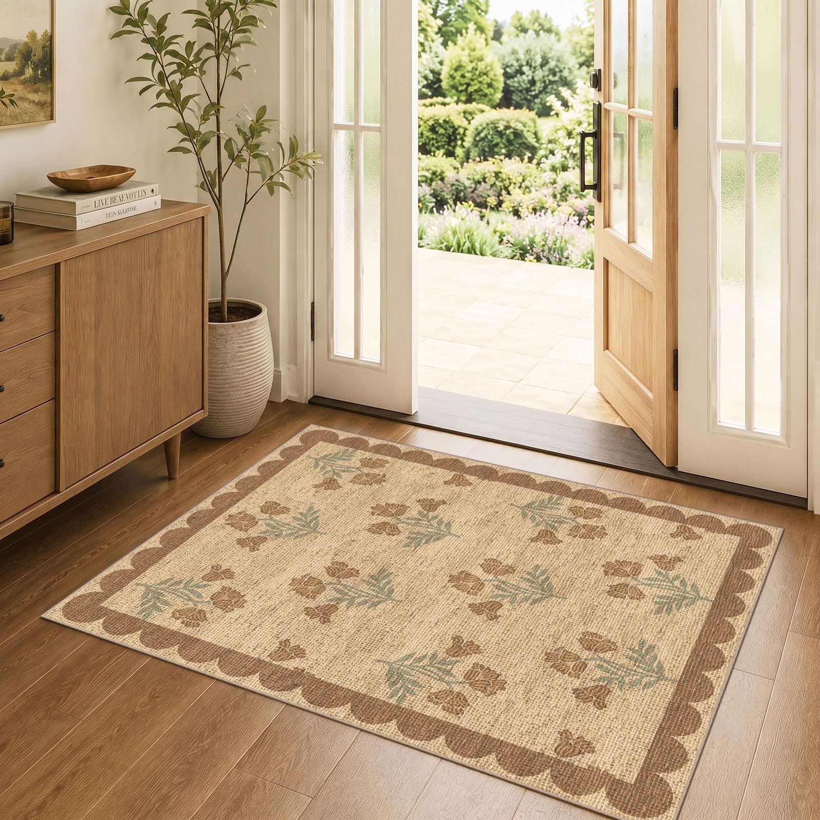 Othilic 3x4 Floral Entry Rug - Indoor Outdoor Mats for Front Door Non-Slip — image 1