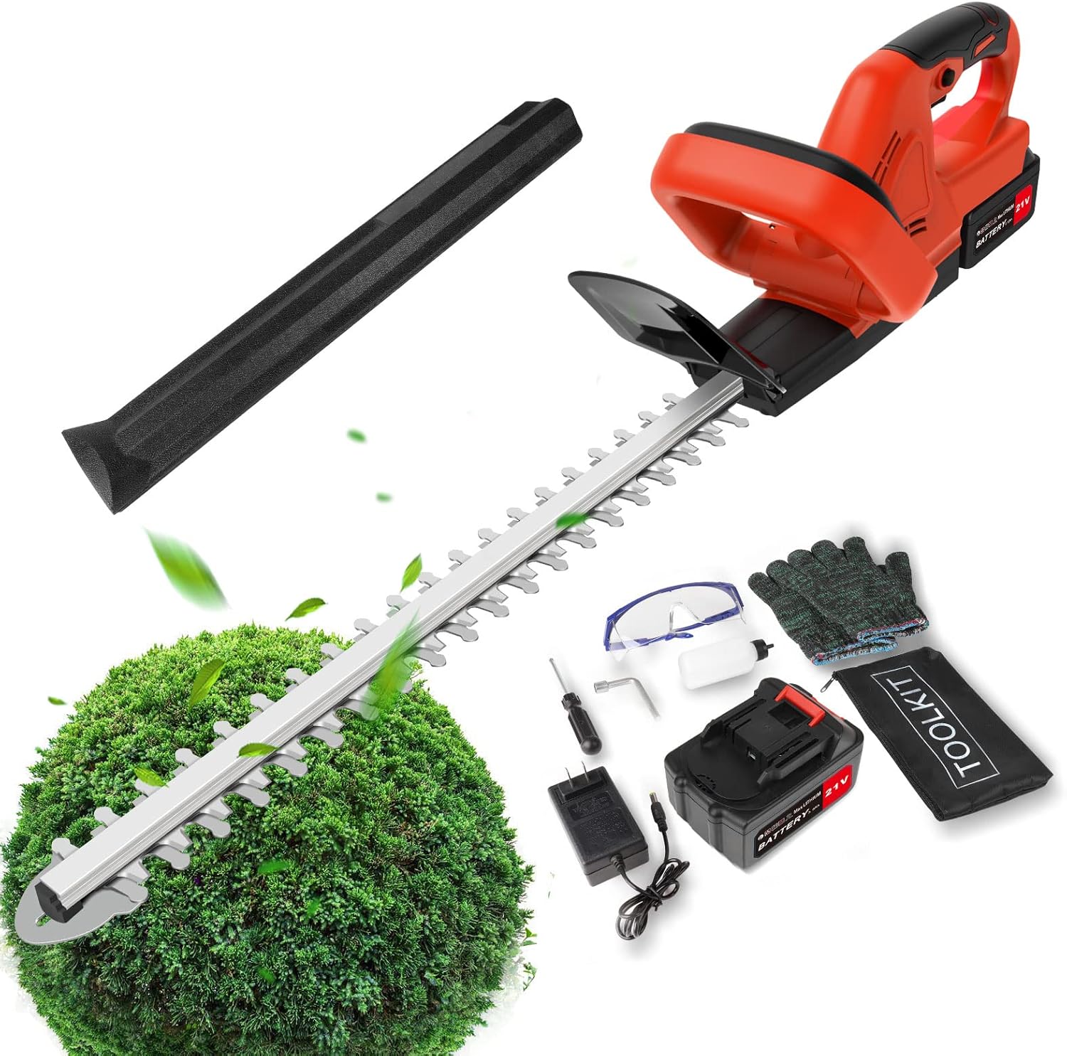 Electric hedge trimmer cordless 21V 3000mAh Battery Hedge Trimmer 22-Inch Power Hedge Trimmer With Battery And Charger, Dual Action Blade 3/5" Cut Capacity, 1500 RPM Bush Trimmer Cordless Outdoor Tool