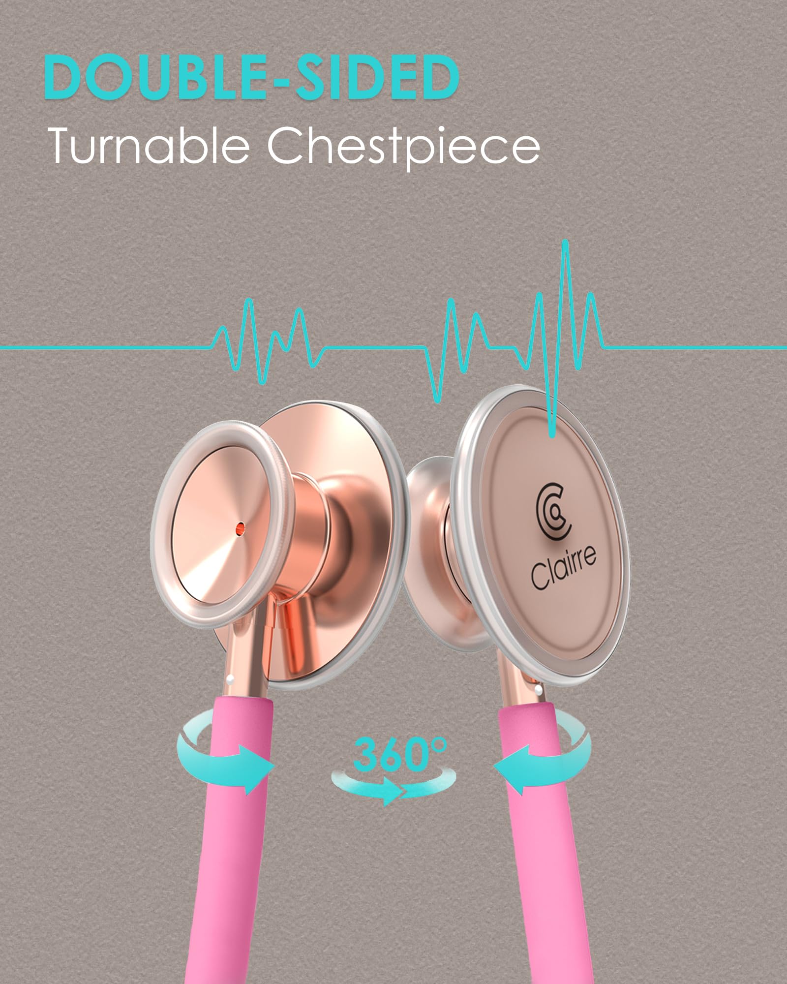 Estetoscopio de oro rosa, regalo para enfermeras, médicos y estudiantes de medicina, doble cabeza para uso doméstico con accesorios etiqueta de nombre, rosa perla, con funda de EVA