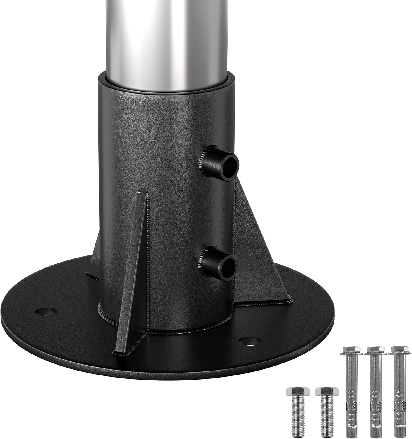 2 Pack 1-7/8" Chain Link Fence Post Base, Heavy Duty Round Post Bracket & Floor Flange for Fence, Mailbox, Flag Pole, Includes 304 Stainless Steel Hardware