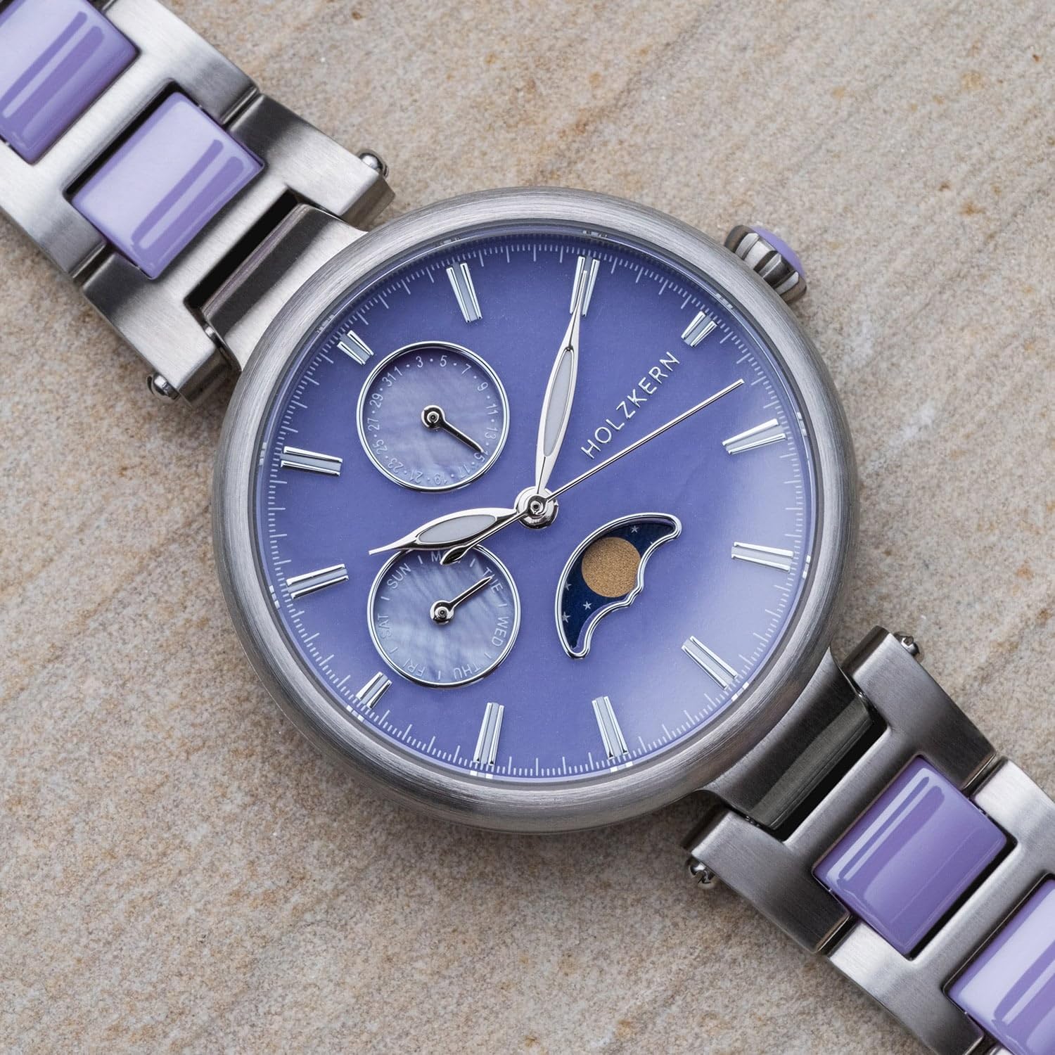HOLZKERN Reloj de Pulsera para Mujer Moonbow Gerais Púrpura/Cerámica