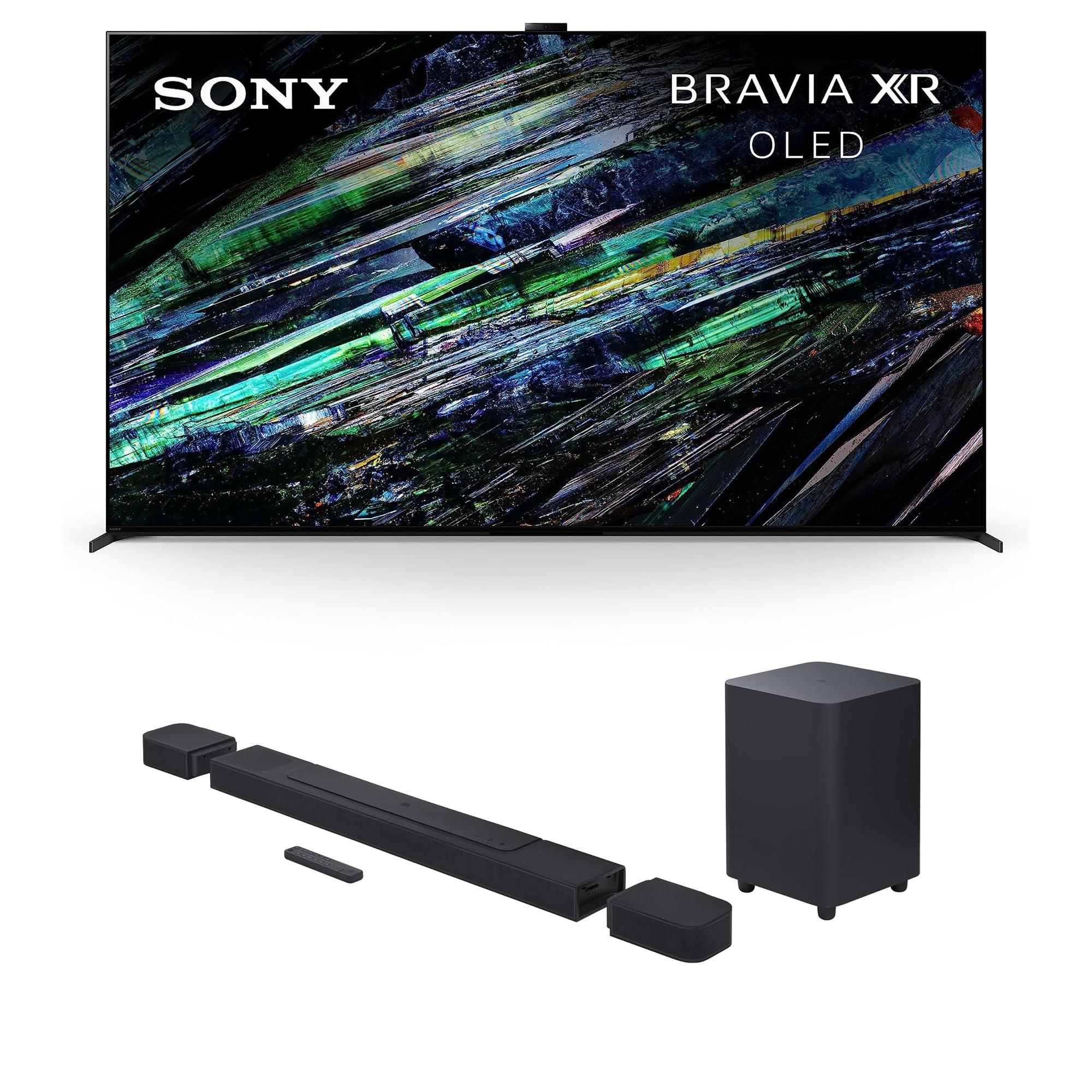 SONY XR77A95L 77 Inch QD-OLED 4K UHD Smart Google TV with AI Upscaling and a JBL BAR-1000 7.1.4ch Soundbar and Subwoofer with Surround Speakers (2023)