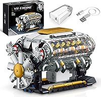 BseSparklion V8 Engine Model Kit That Runs: 703 PCS Visible Mini Car Motor STEM Building Set for Adults, Teens & Boys 14+