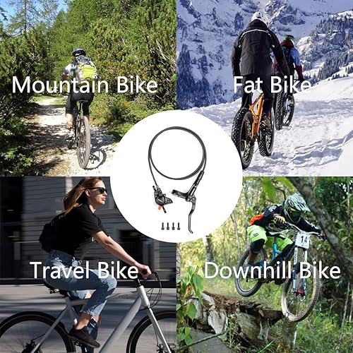 Vista 20 de Cyclon MT200 MTB Juego de frenos de disco hidráulicos, Frenos hidráulicos de bicicleta hidráulicos de aleación de aluminio de 31.496 in, freno