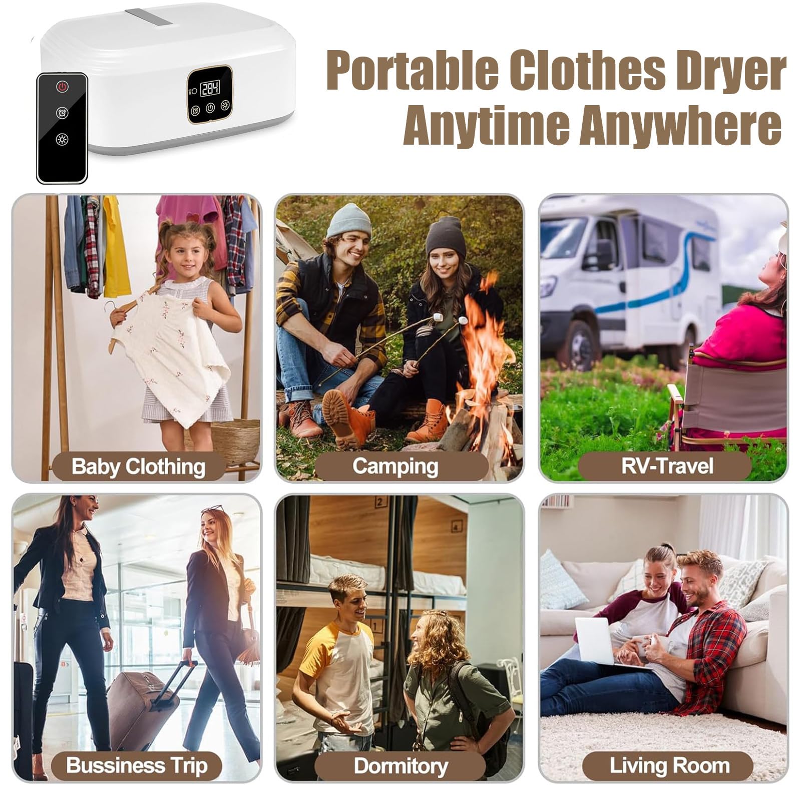 Secadora De Ropa PortáTil Para Apartamentos, Mini Secadora Con Bolsa Para Secadora, PequeñA Secadora EléCtrica Plegable Con Control Remoto, Secado Eficiente Para Ropa Y Telas