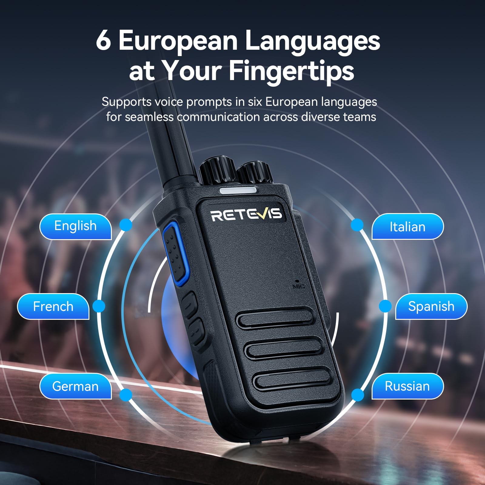 Retevis B64 Walkie Talkies, 6-drożna ładowarka, 2-drożne radio z dwustronną redukcją szumów AI, profesjonalny, solidny zestaw słuchawkowy Walkie Talkie do baru, KTV, klubu nocnego (czarny, 6 opakowań)