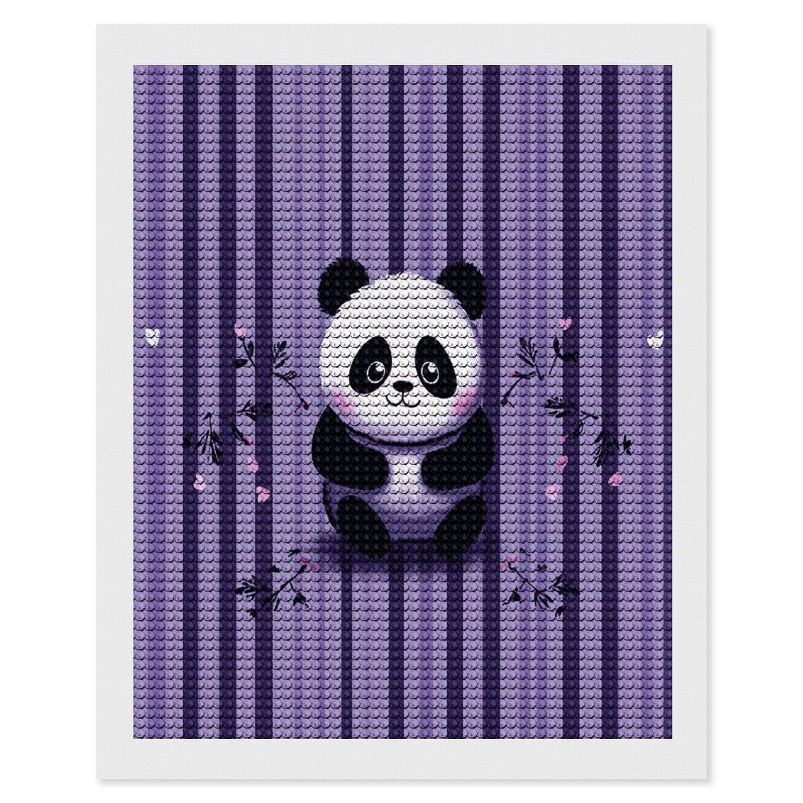 FekiLoot Purple Striped Panda Diamond Art Kits for Adults Diamond Painting Kits for Beginners DIY Diamond Art Kits Round Full Drill Diamond Dot Gem Painting for Home Wall Decor Gift 16"x20"