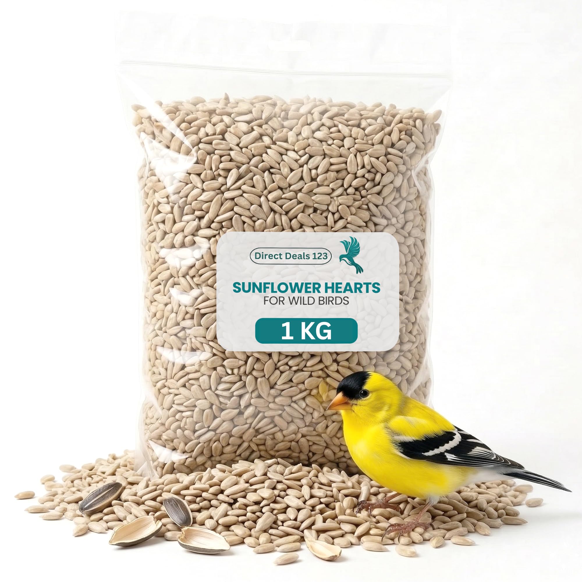 1KG Sunflower Hearts for Wild Birds Food - No Mess Husk Free Bird Feed