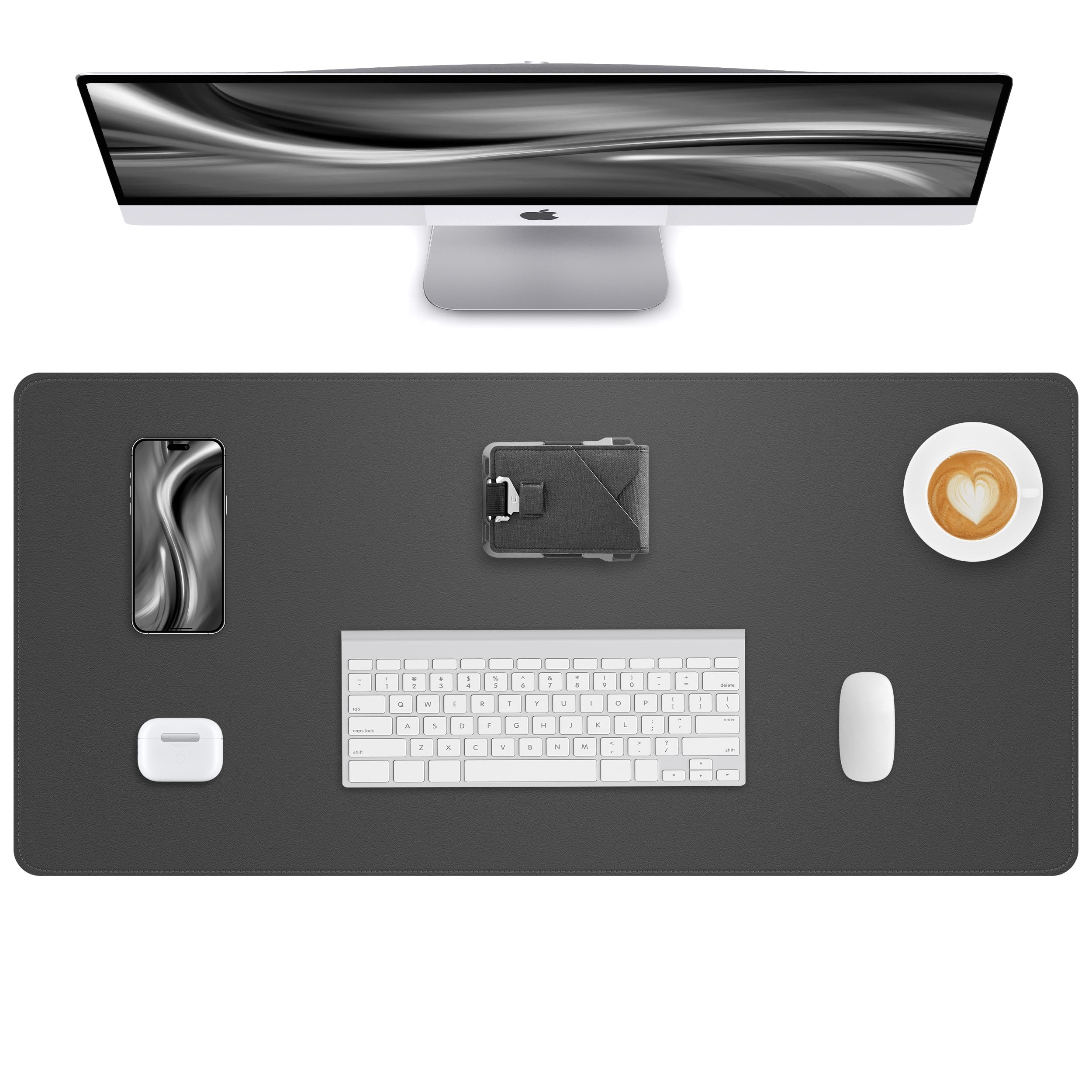 Leather Desk Pad Protector,Large Mouse Pad, Non-Slip Desk Pad,Desk Cover Mat for Office and Home (Dark Grey, 40" x 20")